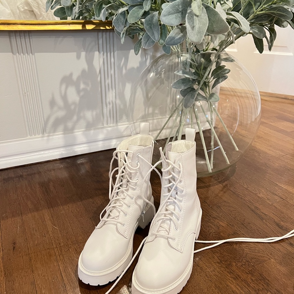 Steve Madden White Combat Boot
